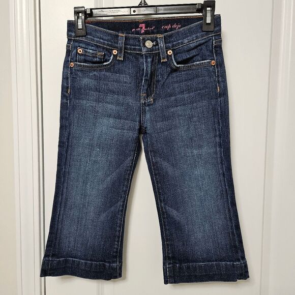 7 FOR ALL MANKIND Dojo Jeans Girls Size 12 (26x14) Blue Crop Denim Boho GUC - Picture 5 of 10